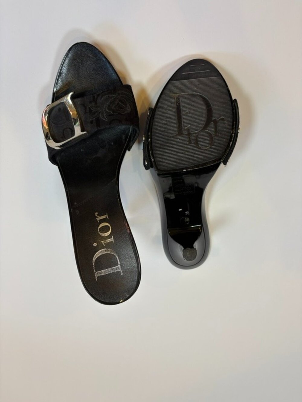 Christian Dior John Galliano Monogram Mules | Black Jacquard | CD | Buckle Sz 38 - Picture 3 of 13